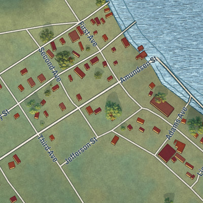 Close-up of the map of Eagle, Alaska print showing street and building detail
