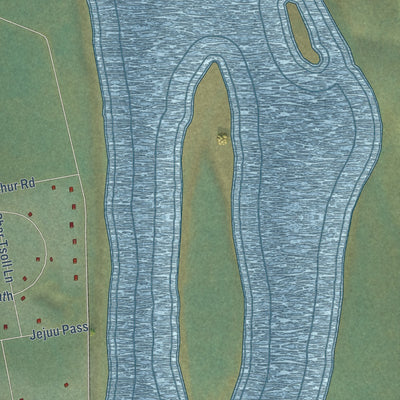 Close-up of the map of Eagle Village, Alaska print showing street and building detail