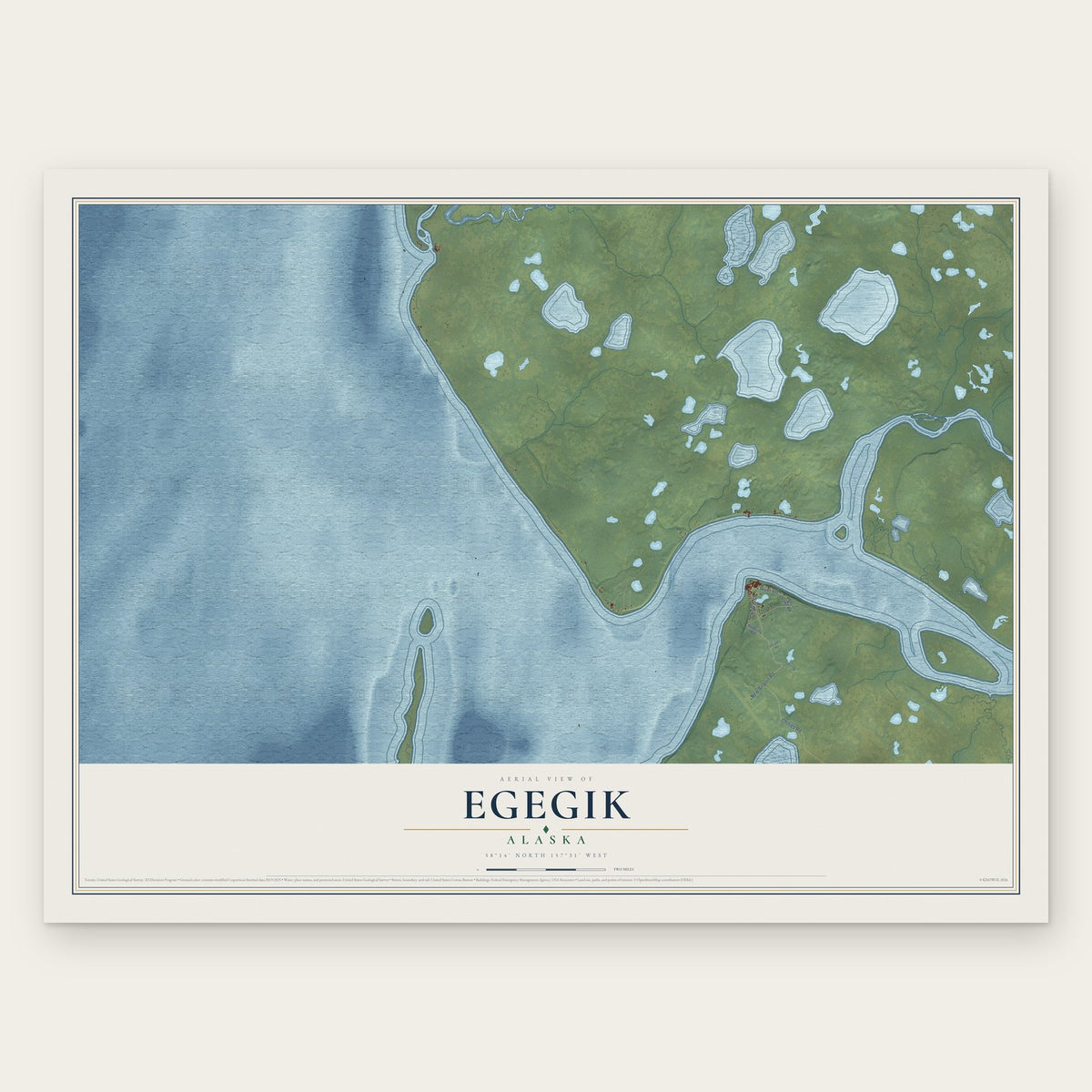 Egegik, Alaska map print, the full design
