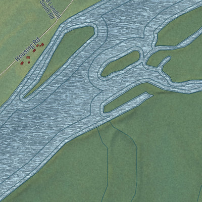 Close-up of the map of Ekwok, Alaska print showing street and building detail