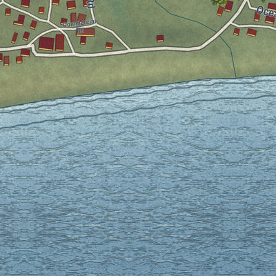 Close-up of the map of Elim, Alaska print showing street and building detail