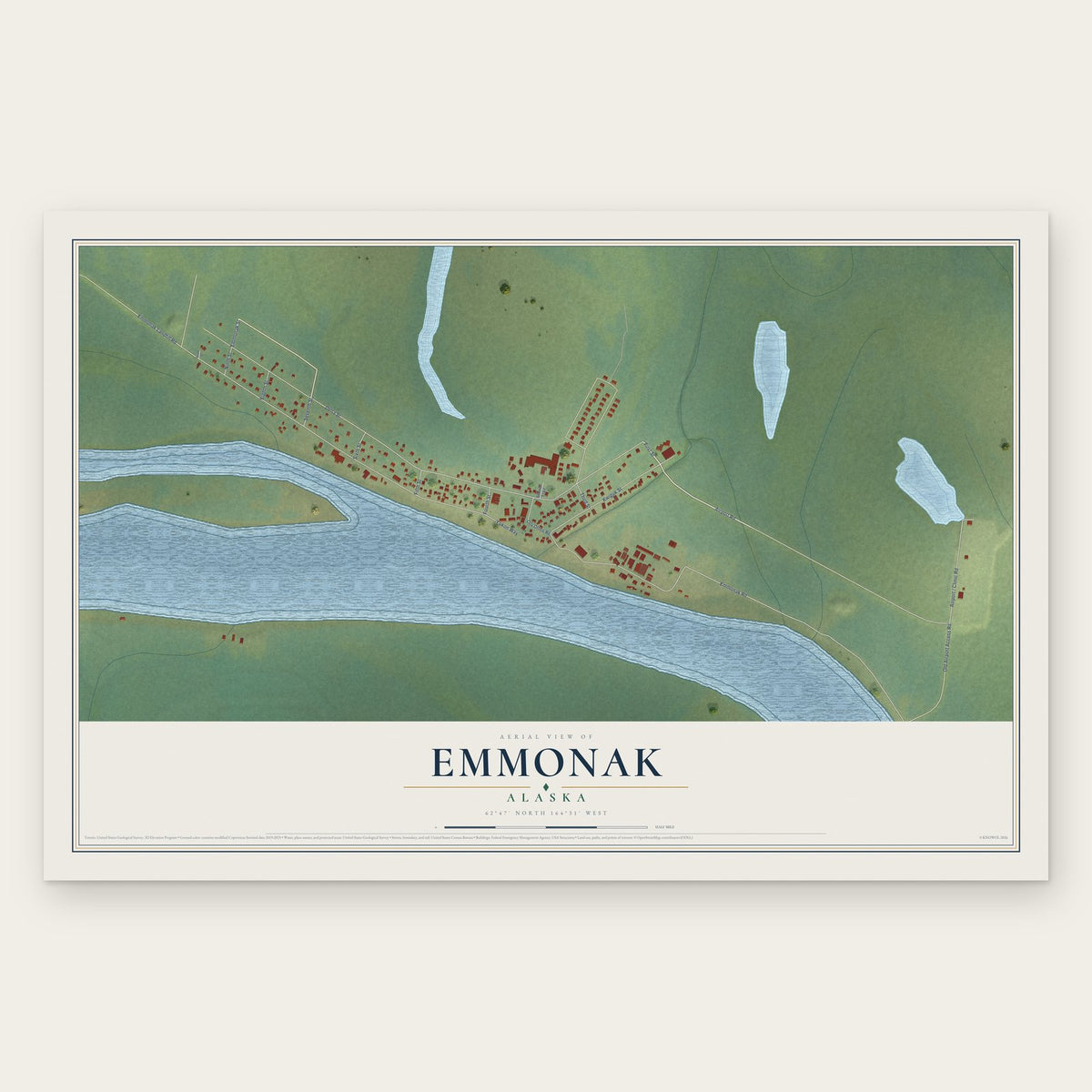 Emmonak, Alaska map print, the full design