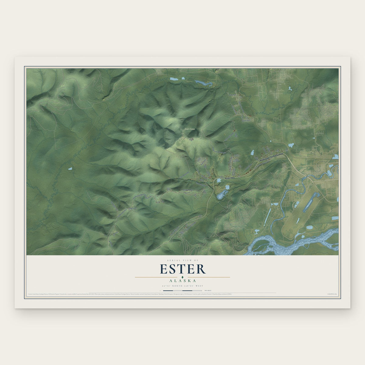 Ester, Alaska map print, the full design