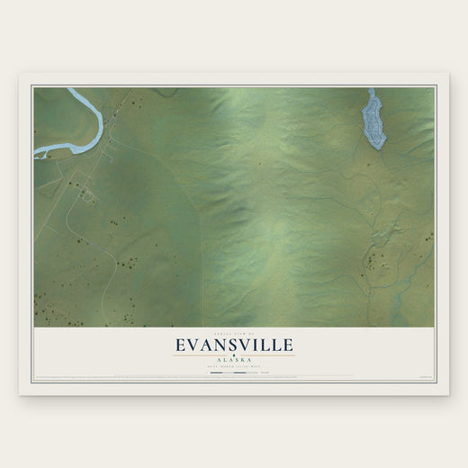 Evansville, Alaska map print, the full design