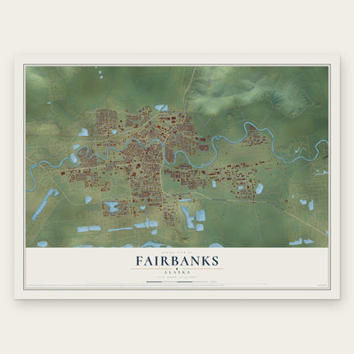 Fairbanks, Alaska map print, the full design