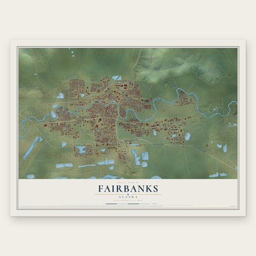 Fairbanks, Alaska map print, the full design