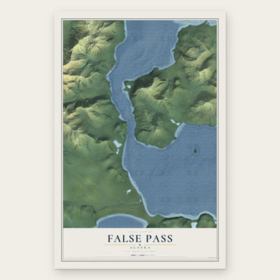 False Pass, Alaska map print, the full design