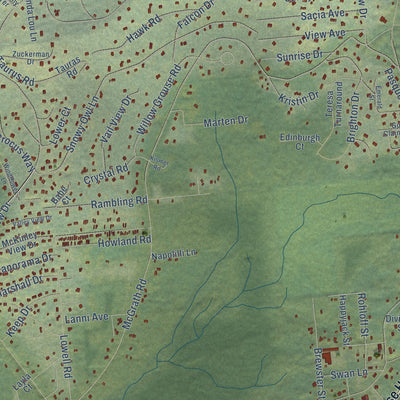 Close-up of the map of Farmers Loop, Alaska print showing street and building detail