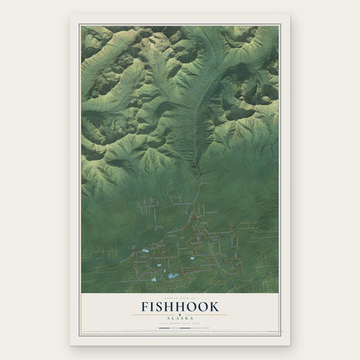 Fishhook, Alaska map print, the full design