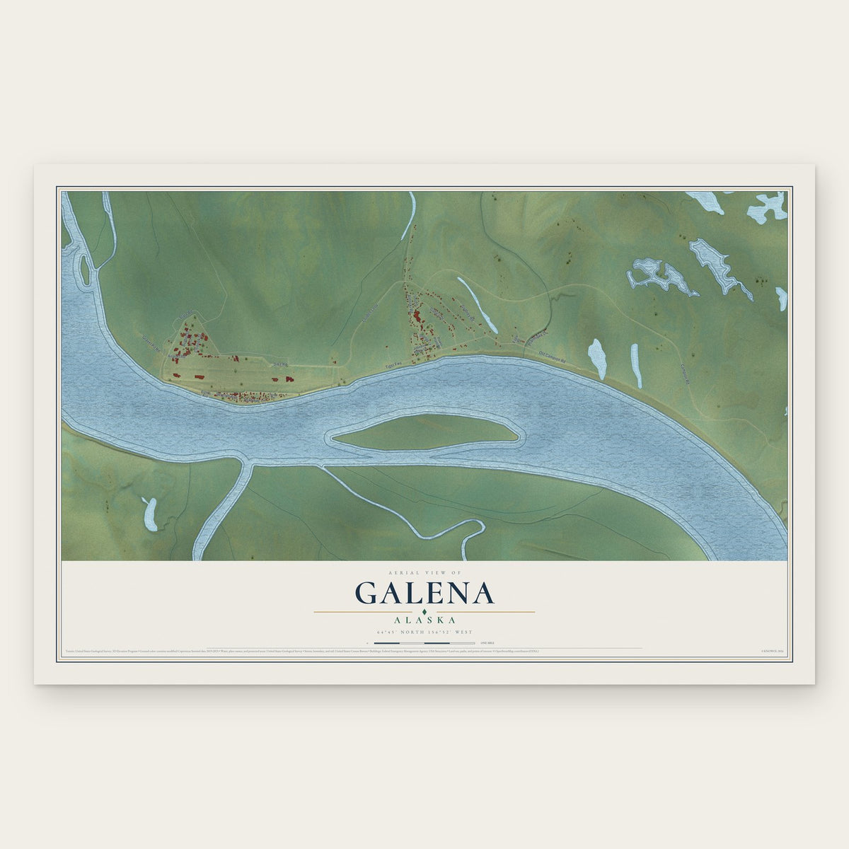 Galena, Alaska map print, the full design