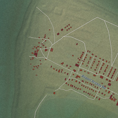 Close-up of the map of Gambell, Alaska print showing street and building detail