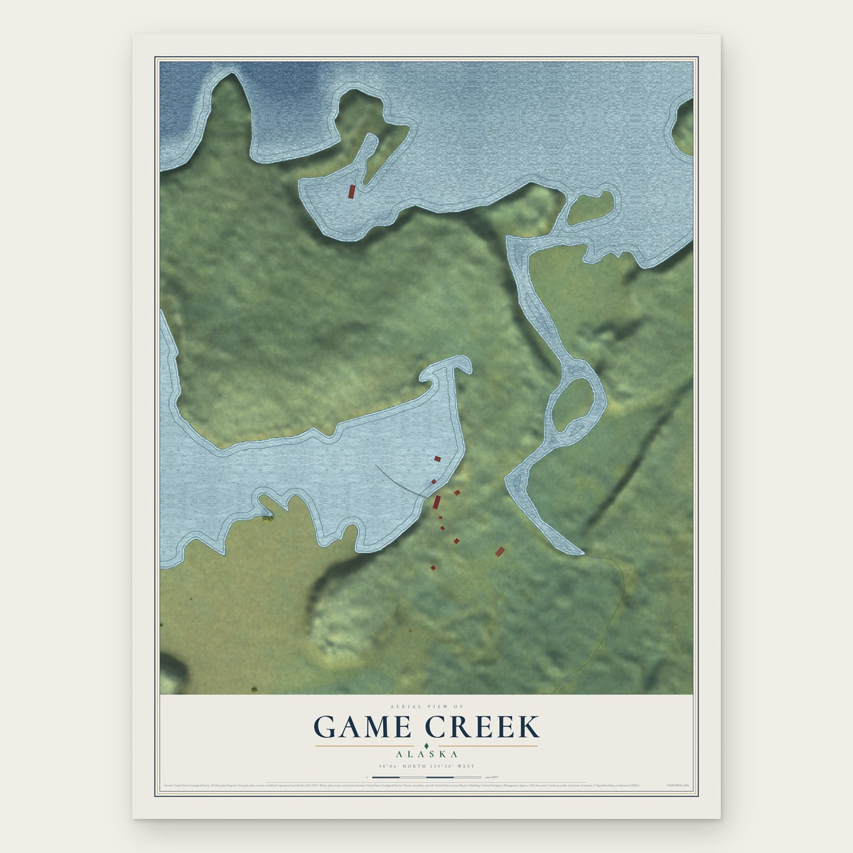 Game Creek, Alaska map print, the full design