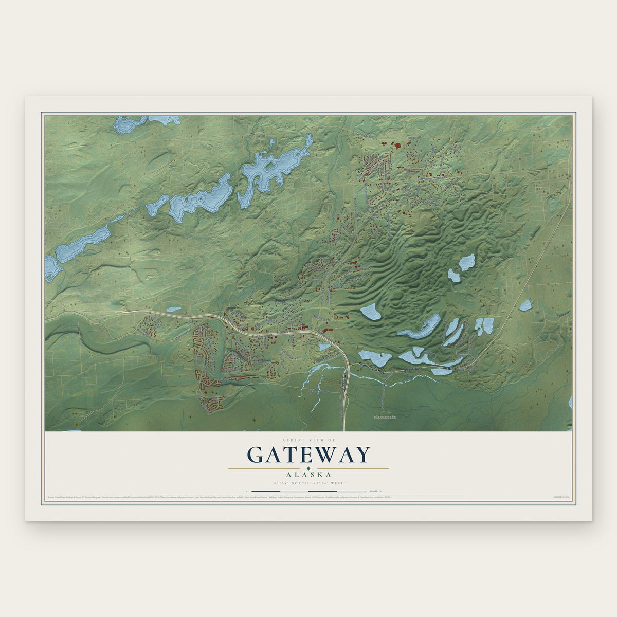 Gateway, Alaska map print, the full design