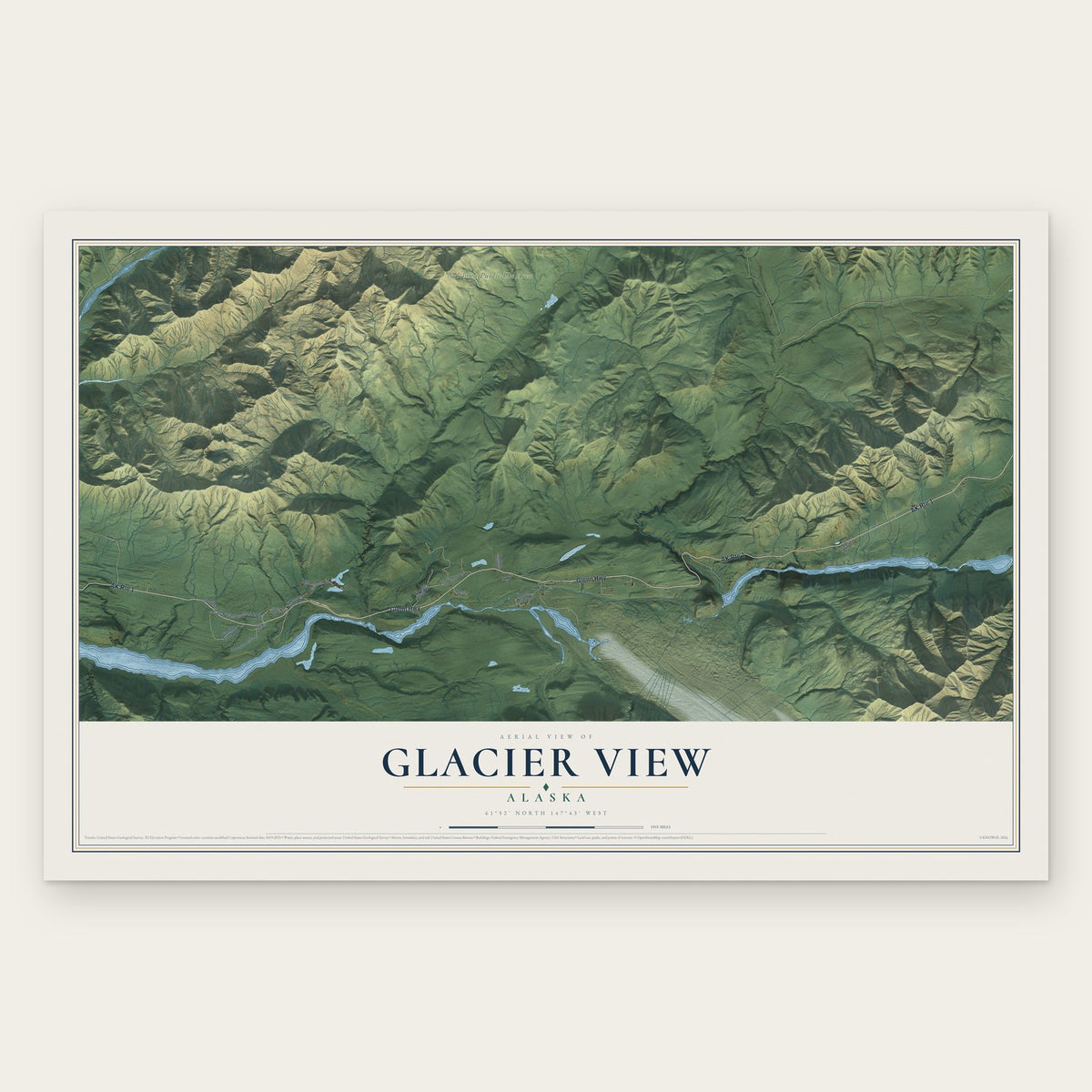 Glacier View, Alaska map print, the full design