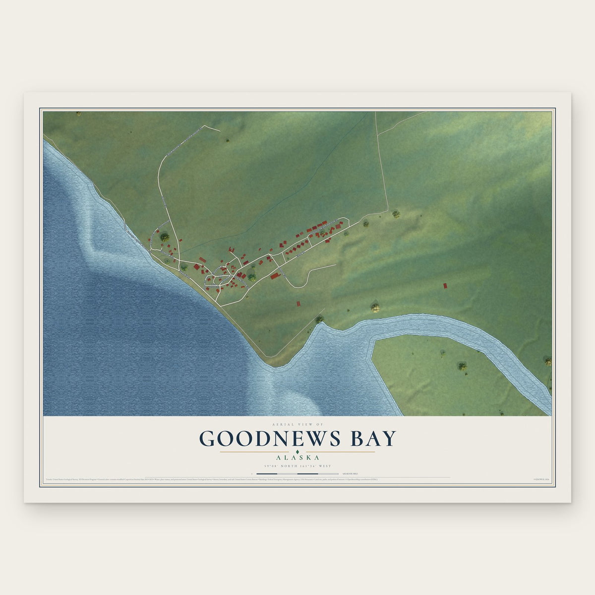 Goodnews Bay, Alaska map print, the full design