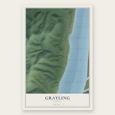 Grayling, Alaska map print, the full design