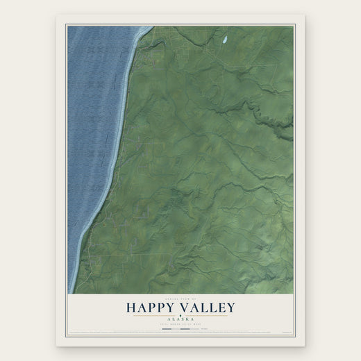 Happy Valley, Alaska map print, the full design