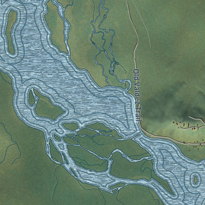 Close-up of the map of Harding-Birch Lakes, Alaska print showing street and building detail