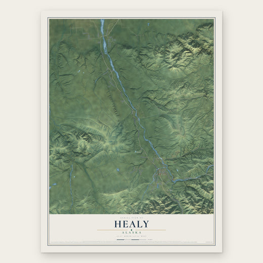 Healy, Alaska map print, the full design