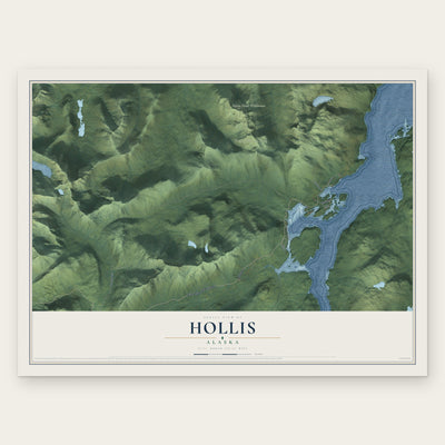 Hollis, Alaska map print, the full design