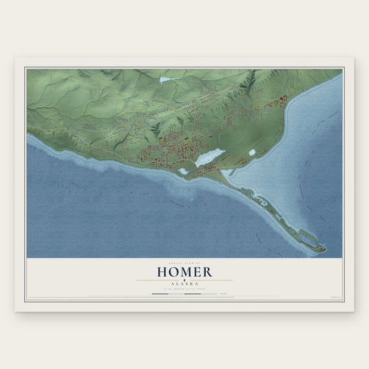 Homer, Alaska map print, the full design
