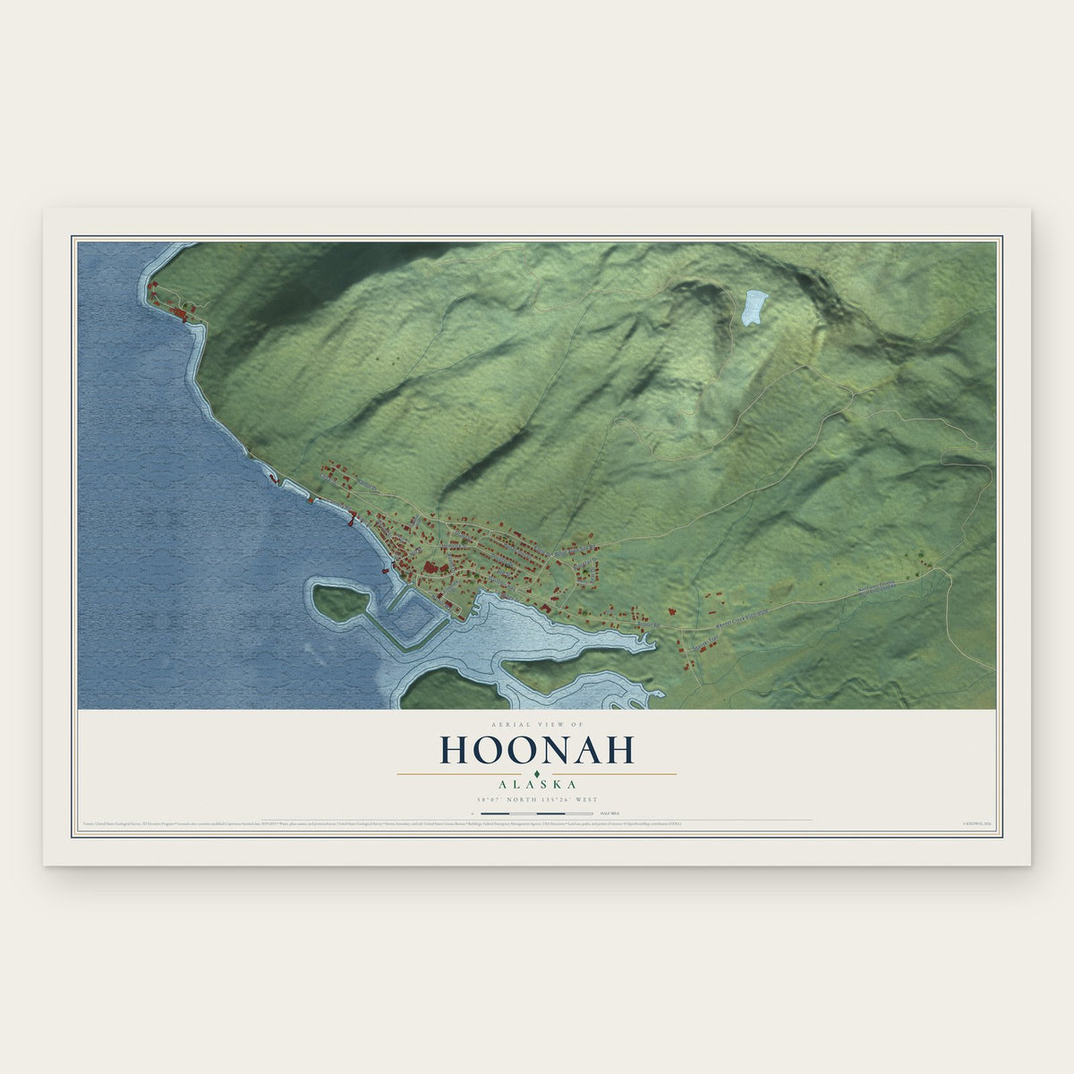 Hoonah, Alaska map print, the full design