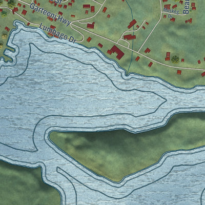 Close-up of the map of Hoonah, Alaska print showing street and building detail