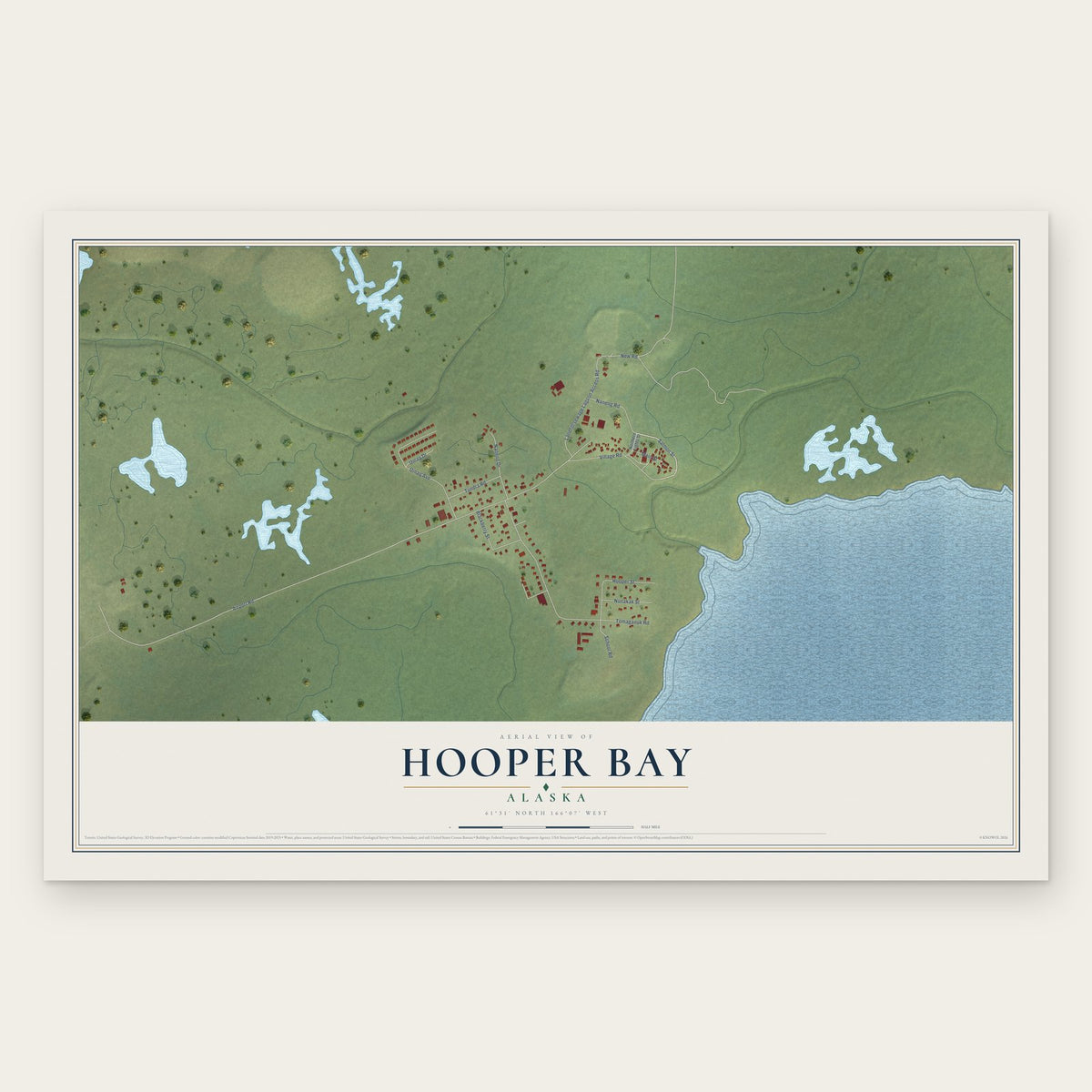 Hooper Bay, Alaska map print, the full design