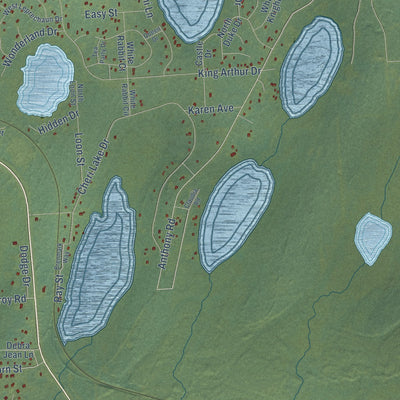 Close-up of the map of Houston, Alaska print showing street and building detail