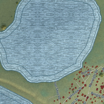 Close-up of the map of Huslia, Alaska print showing street and building detail