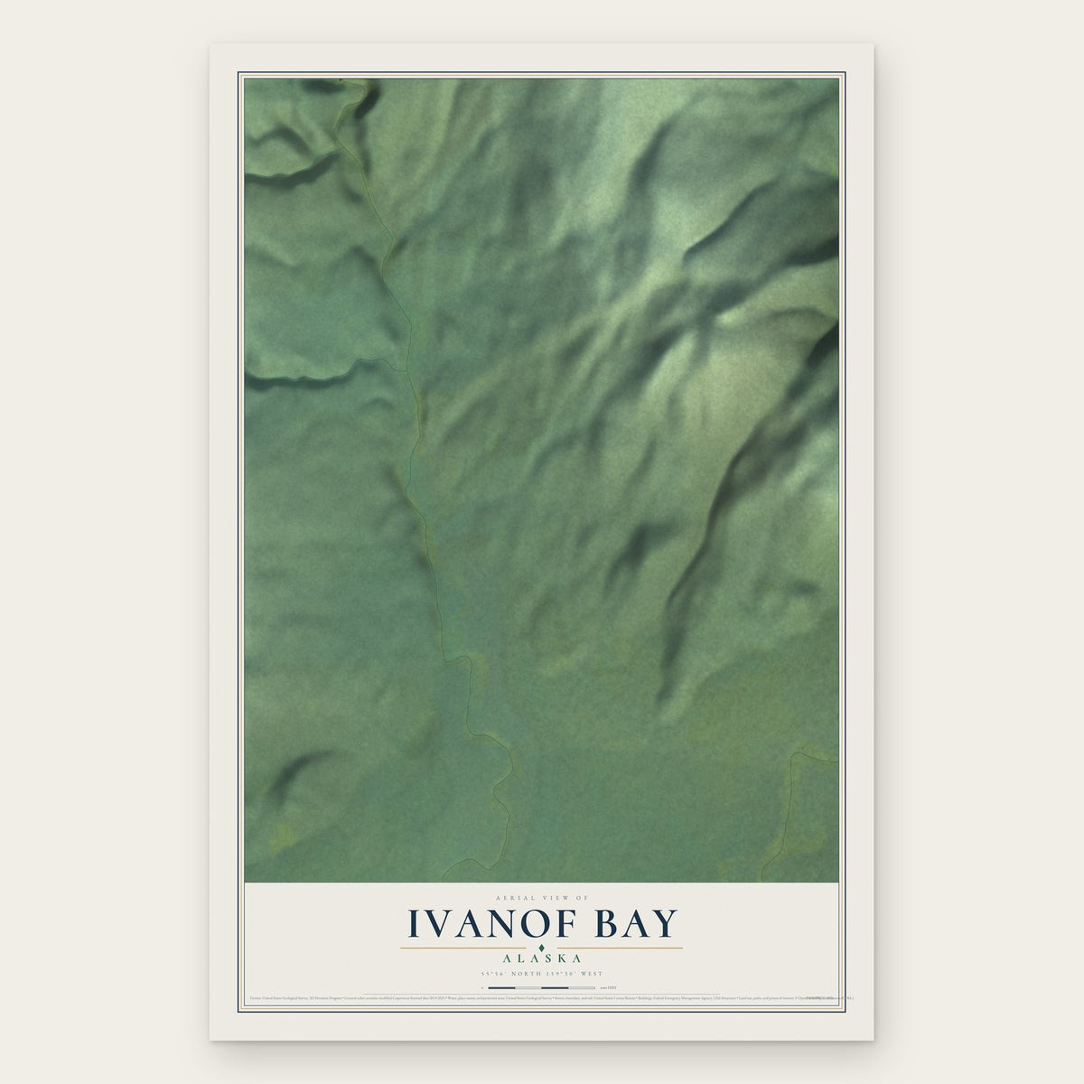 Ivanof Bay, Alaska map print, the full design