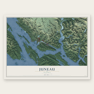 Juneau, Alaska map print, the full design