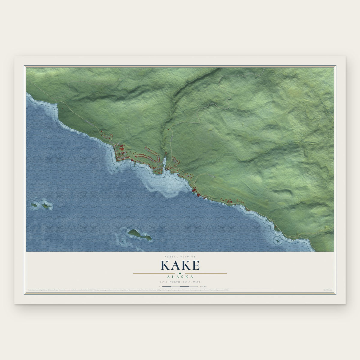 Kake, Alaska map print, the full design
