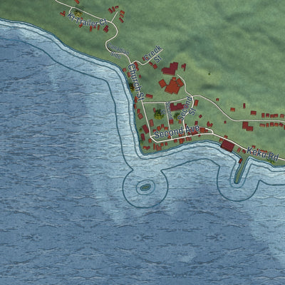 Close-up of the map of Kake, Alaska print showing street and building detail