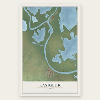 Kasigluk, Alaska map print, the full design