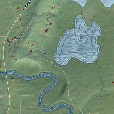 Close-up of the map of Kasilof, Alaska print showing street and building detail