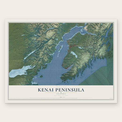 Kenai Peninsula, Alaska map print, the full design