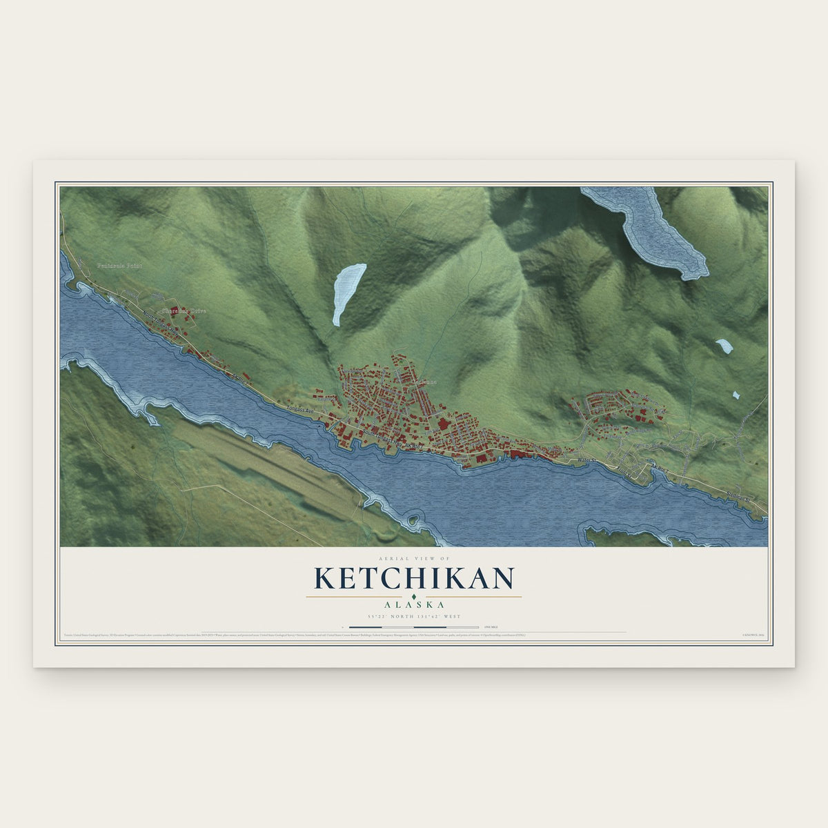 Ketchikan, Alaska map print, the full design