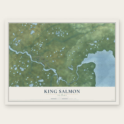 King Salmon, Alaska map print, the full design