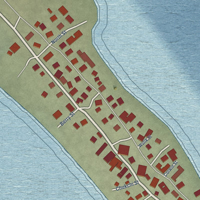 Close-up of the map of Kivalina, Alaska print showing street and building detail