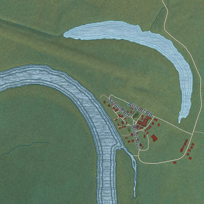 Close-up of the map of Kobuk, Alaska print showing street and building detail