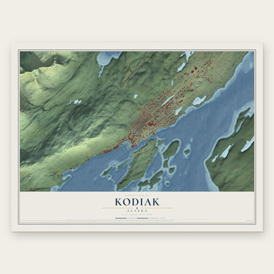 Kodiak, Alaska map print, the full design