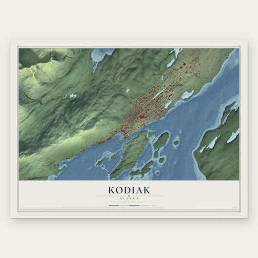 Kodiak, Alaska map print, the full design