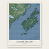 Kodiak Island, Alaska map print, the full design