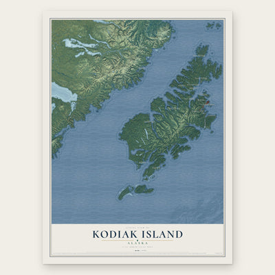 Kodiak Island, Alaska map print, the full design