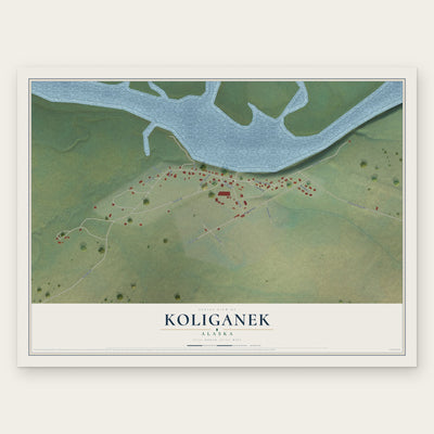 Koliganek, Alaska map print, the full design