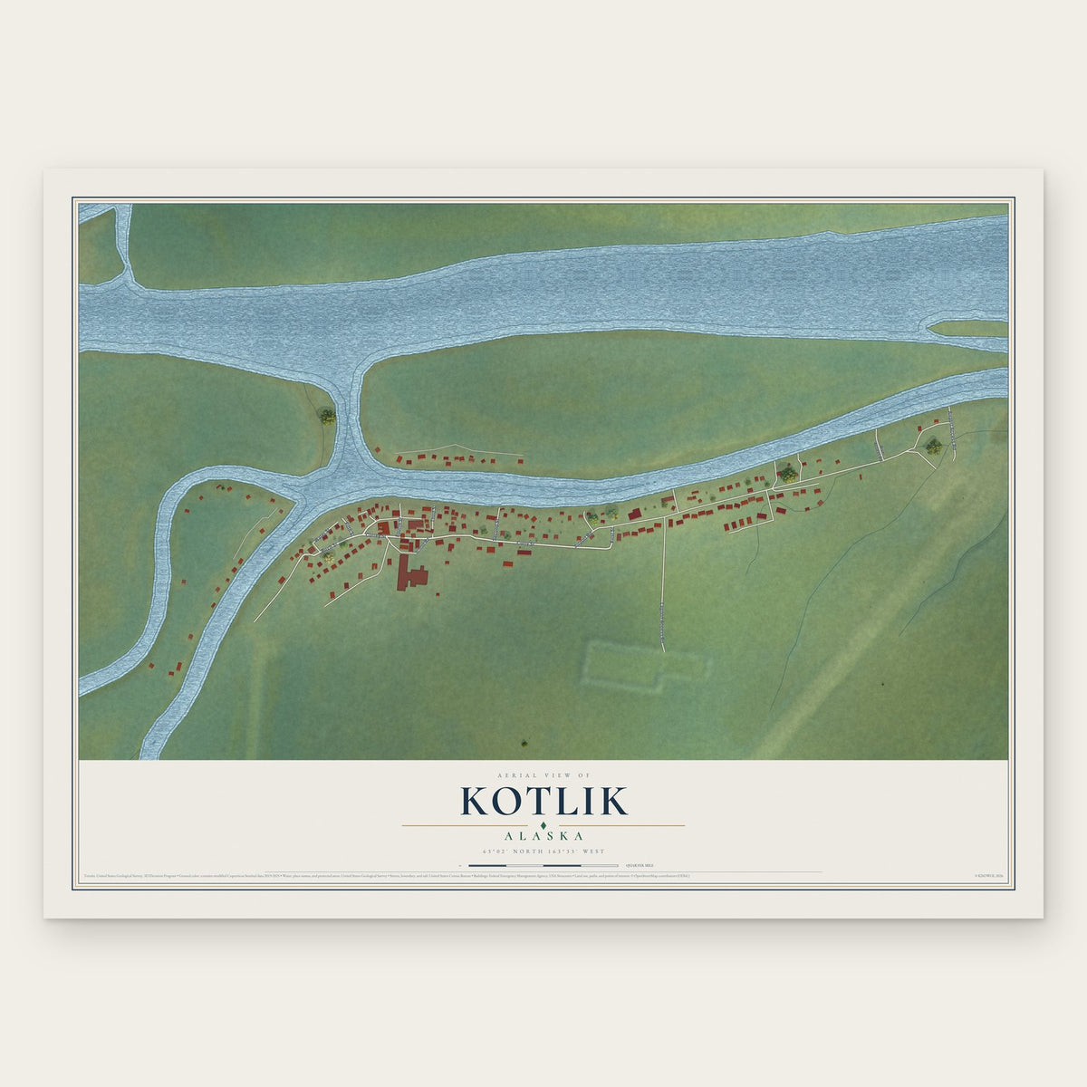 Kotlik, Alaska map print, the full design