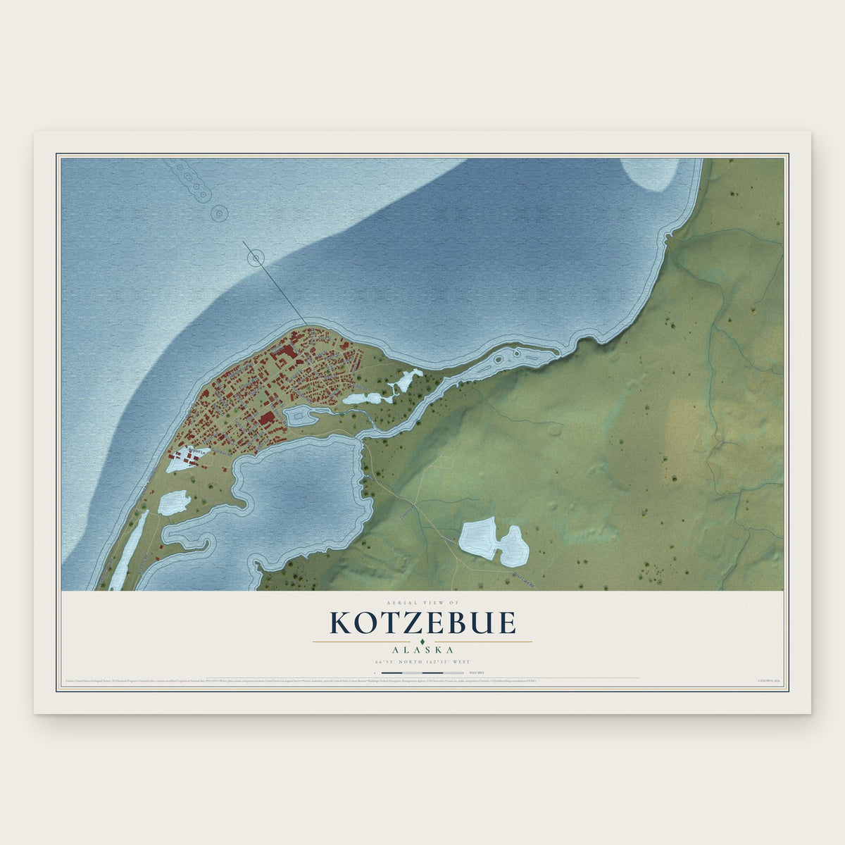 Kotzebue, Alaska map print, the full design