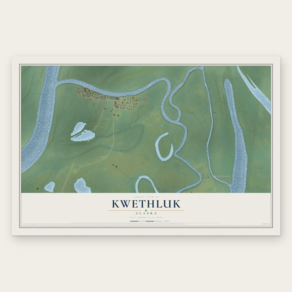 Kwethluk, Alaska map print, the full design