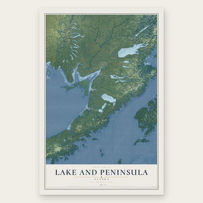 Lake and Peninsula, Alaska map print, the full design